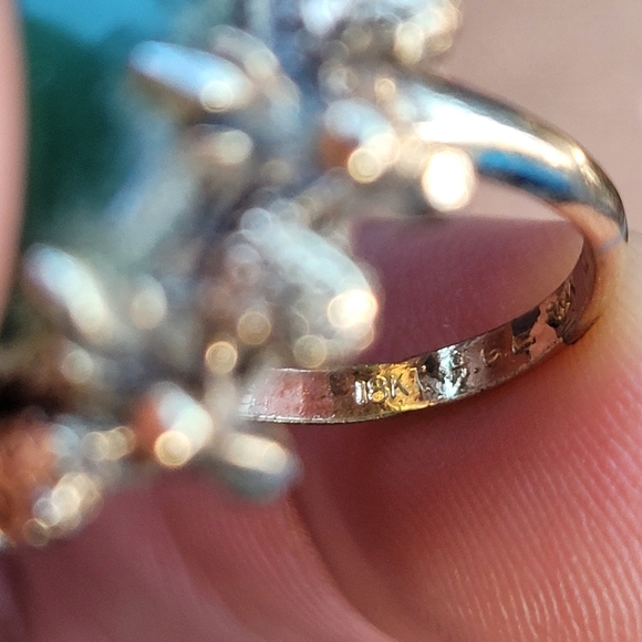 Antique Vintage Jade Cabochon 18K Yellow Gold Ring Size 6 18k HGE HMS - Picture 11 of 11